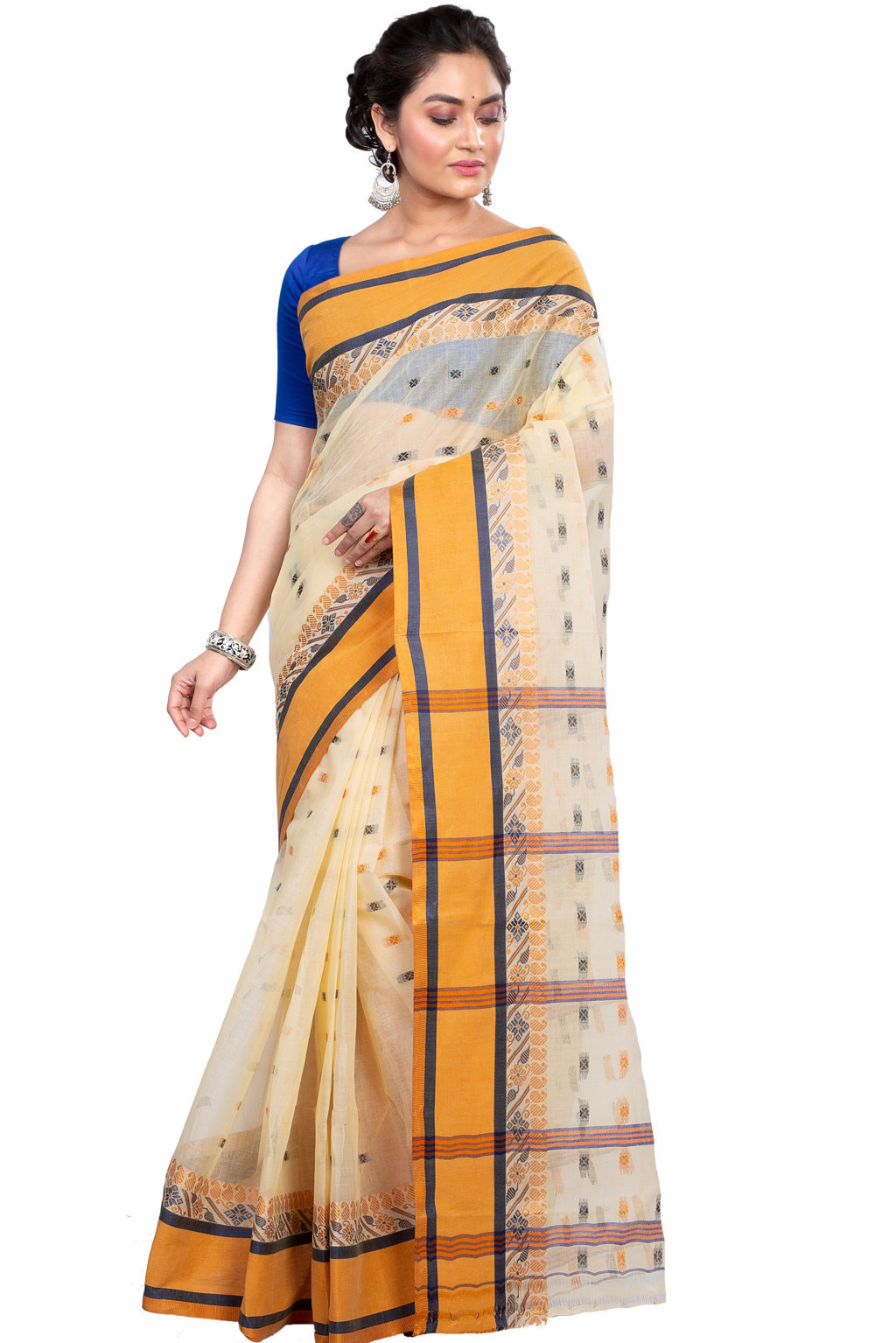 Off White Pure Cotton ToraPar Tant Saree (883)